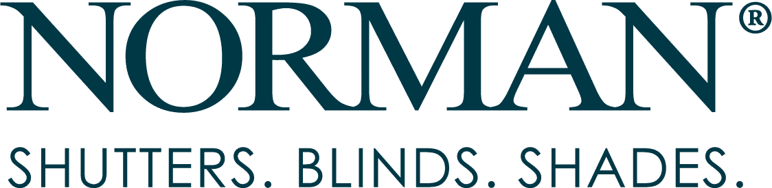 A black and blue logo for rm blinds