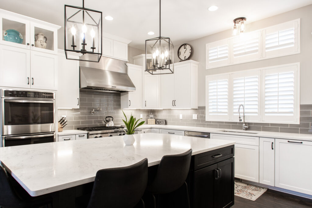 White Shutters White and Grey Kitchen