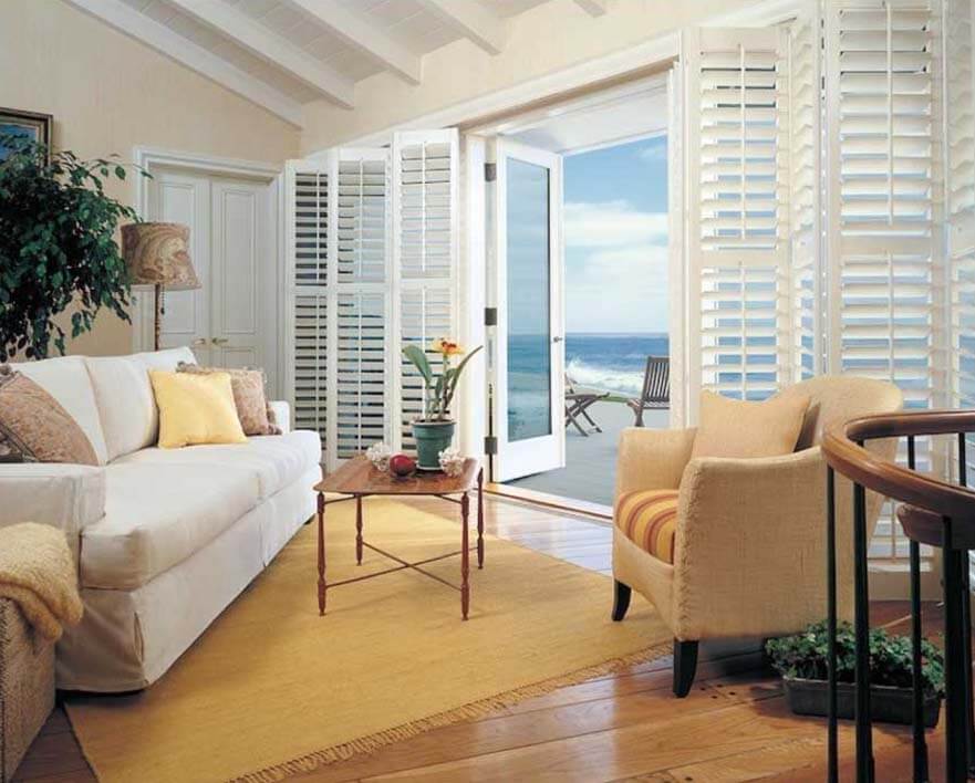 white plantation shutters - window treatments for restaurants in Indianapolis